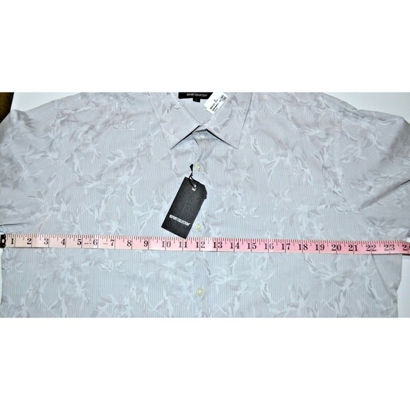 Report Collection Men’s Dress Shirt XL Slim Fit B Label NWT Silver Floral - Picture 3 of 7